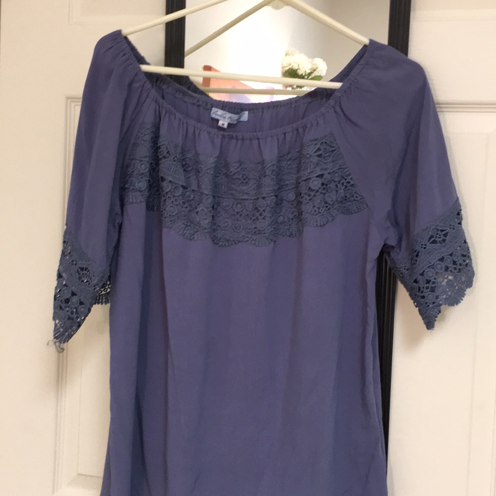 Purple off the shoulder blouse